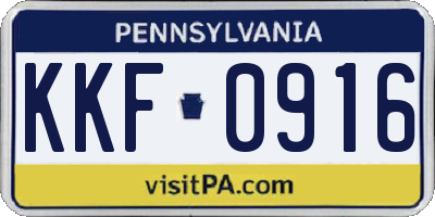 PA license plate KKF0916