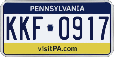 PA license plate KKF0917