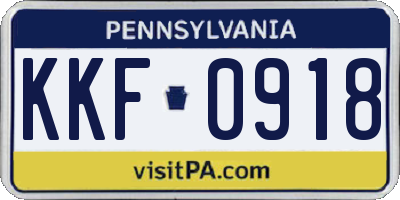 PA license plate KKF0918