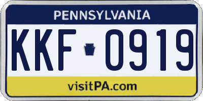 PA license plate KKF0919
