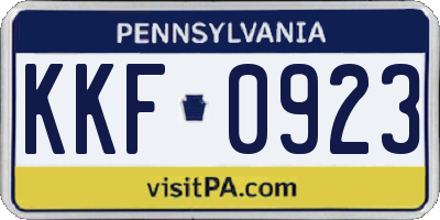 PA license plate KKF0923