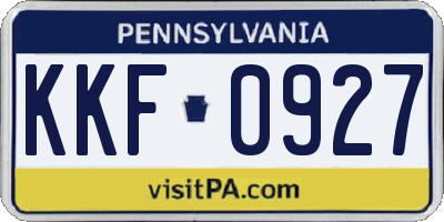 PA license plate KKF0927