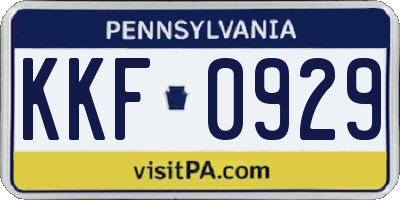 PA license plate KKF0929