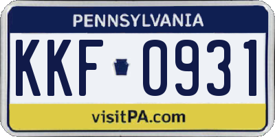 PA license plate KKF0931