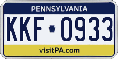 PA license plate KKF0933