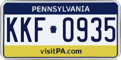 PA license plate KKF0935