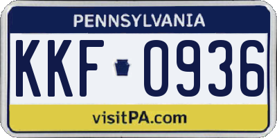 PA license plate KKF0936