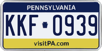 PA license plate KKF0939