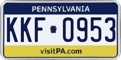 PA license plate KKF0953