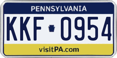 PA license plate KKF0954