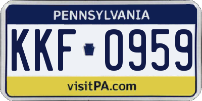 PA license plate KKF0959