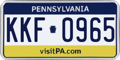 PA license plate KKF0965