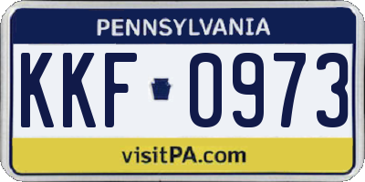 PA license plate KKF0973
