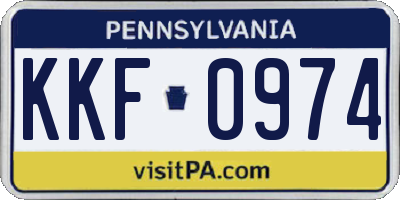 PA license plate KKF0974