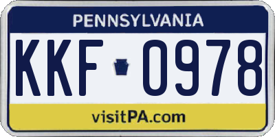 PA license plate KKF0978