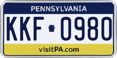 PA license plate KKF0980