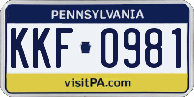 PA license plate KKF0981