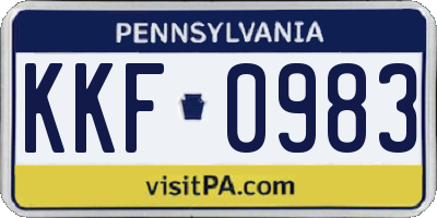 PA license plate KKF0983