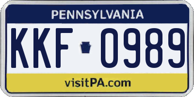 PA license plate KKF0989