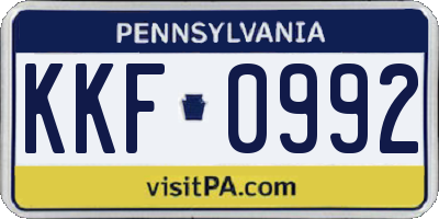 PA license plate KKF0992