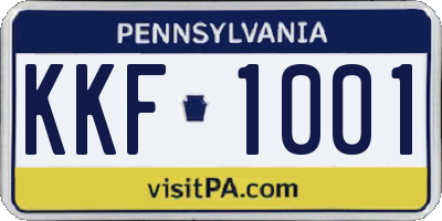 PA license plate KKF1001