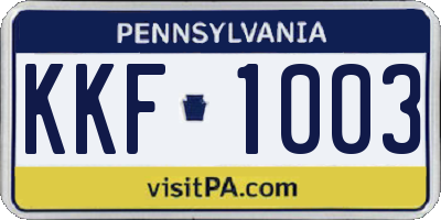 PA license plate KKF1003