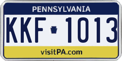 PA license plate KKF1013