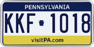 PA license plate KKF1018