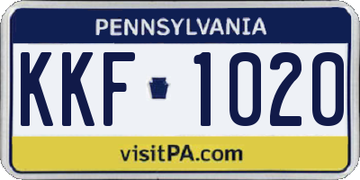 PA license plate KKF1020