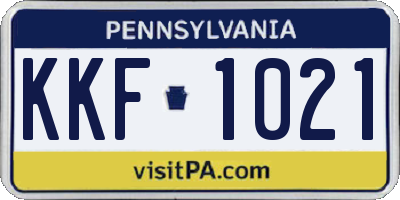 PA license plate KKF1021
