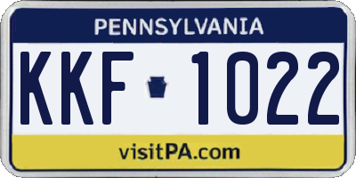 PA license plate KKF1022
