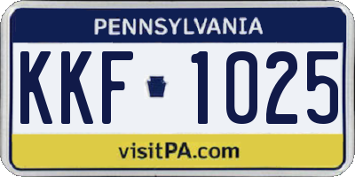PA license plate KKF1025