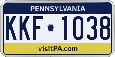 PA license plate KKF1038