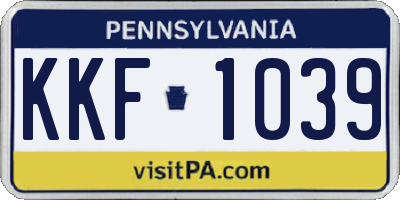 PA license plate KKF1039
