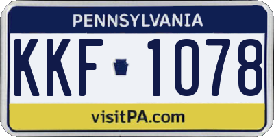 PA license plate KKF1078