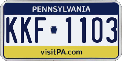 PA license plate KKF1103