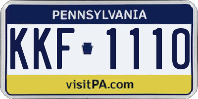 PA license plate KKF1110