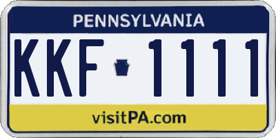 PA license plate KKF1111