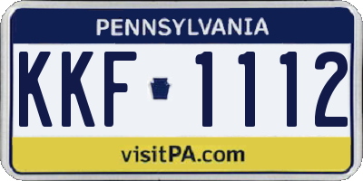 PA license plate KKF1112
