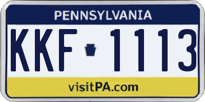 PA license plate KKF1113