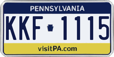 PA license plate KKF1115