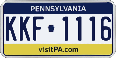 PA license plate KKF1116