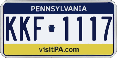 PA license plate KKF1117