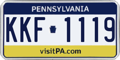 PA license plate KKF1119