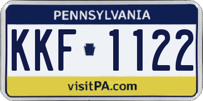 PA license plate KKF1122