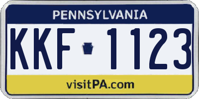 PA license plate KKF1123