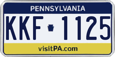 PA license plate KKF1125