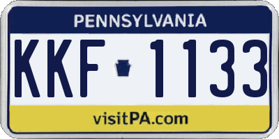PA license plate KKF1133