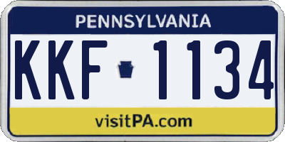 PA license plate KKF1134