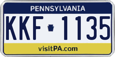 PA license plate KKF1135